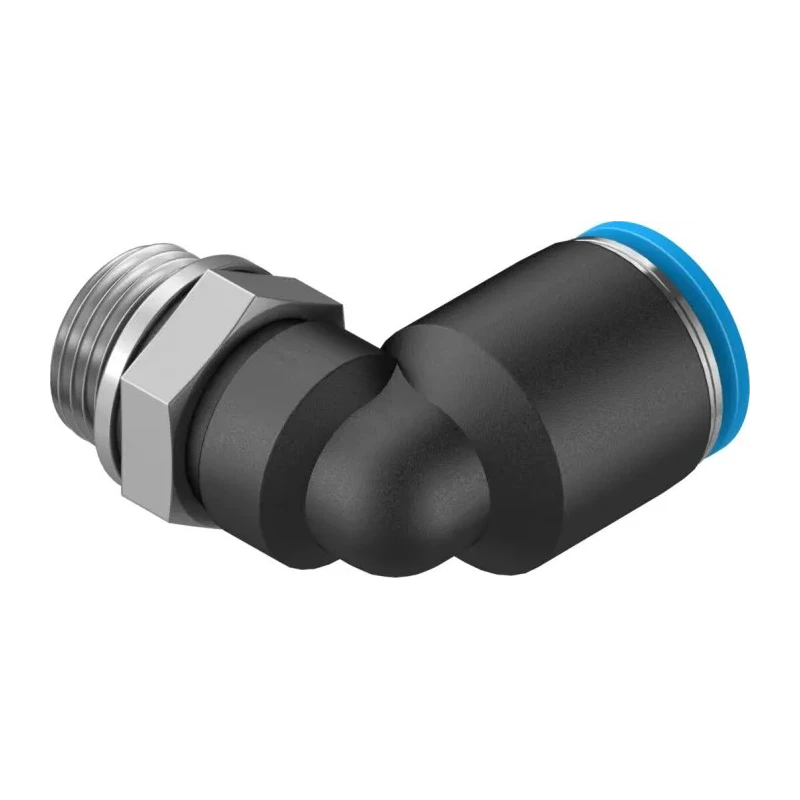 Festo Nickel Plated Brass Pneumatic Fitting Male G 3/8 in Thread, 12 mm Push-In Tube, 90° Elbow QSL-G3/8-12