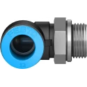 Festo Nickel Plated Brass Pneumatic Fitting Male G 3/8 in Thread, 12 mm Push-In Tube, 90° Elbow QSL-G3/8-12