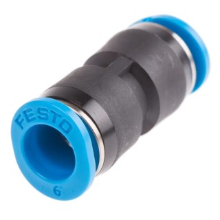 Festo Pneumatic Fitting Straight Tube-to-Tube Adapter Push-in 6 mm to Threaded 6 mm, Polybutylene Terephthalate QSM-6