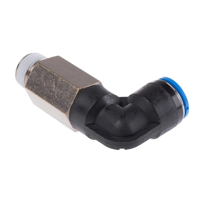 Festo Nickel Plated Brass Pneumatic Fitting Male R 3/8 in Threaded-to-Tube 12mm Push-in QSLL-3/8-12