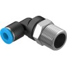 Festo Nickel Plated Brass Pneumatic Fitting Male Threaded-to-Tube Push-In 8mm, R 3/8 in, 90° QSL-3/8-8