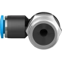 Festo Nickel Plated Brass Pneumatic Fitting Male Threaded-to-Tube Push-In 8mm, R 3/8 in, 90° QSL-3/8-8