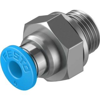 Festo Pneumatic Fitting QS Series 4mm Push-in Tube to Male G1/8 Thread Nickel Finish QS-G1/8-4