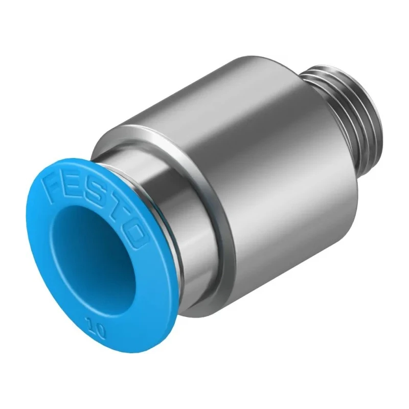 Festo Pneumatic Fitting 10mm Push-in, Male Threaded G1/8, Brass, Nickel Finish, Max 80°C QS-G1/8-10-I