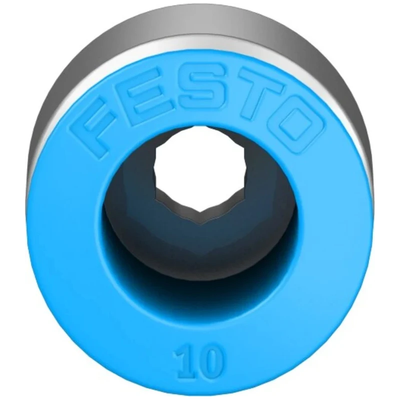 Festo Pneumatic Fitting 10mm Push-in, Male Threaded G1/8, Brass, Nickel Finish, Max 80°C QS-G1/8-10-I