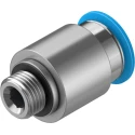 Festo Pneumatic Fitting 10mm Push-in, Male Threaded G1/8, Brass, Nickel Finish, Max 80°C QS-G1/8-10-I