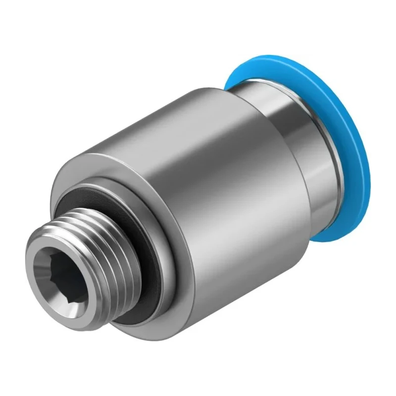Festo Pneumatic Fitting 10mm Push-in, Male Threaded G1/8, Brass, Nickel Finish, Max 80°C QS-G1/8-10-I