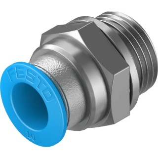 Festo Pneumatic Fitting 10mm Push-in Tube to 3/8 in G Male Thread Brass Nickel Finish QS-G3/8-10