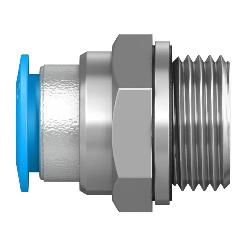 Festo Pneumatic Fitting 10mm Push-in Tube to 3/8 in G Male Thread Brass Nickel Finish QS-G3/8-10