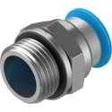 Festo Pneumatic Fitting 10mm Push-in Tube to 3/8 in G Male Thread Brass Nickel Finish QS-G3/8-10