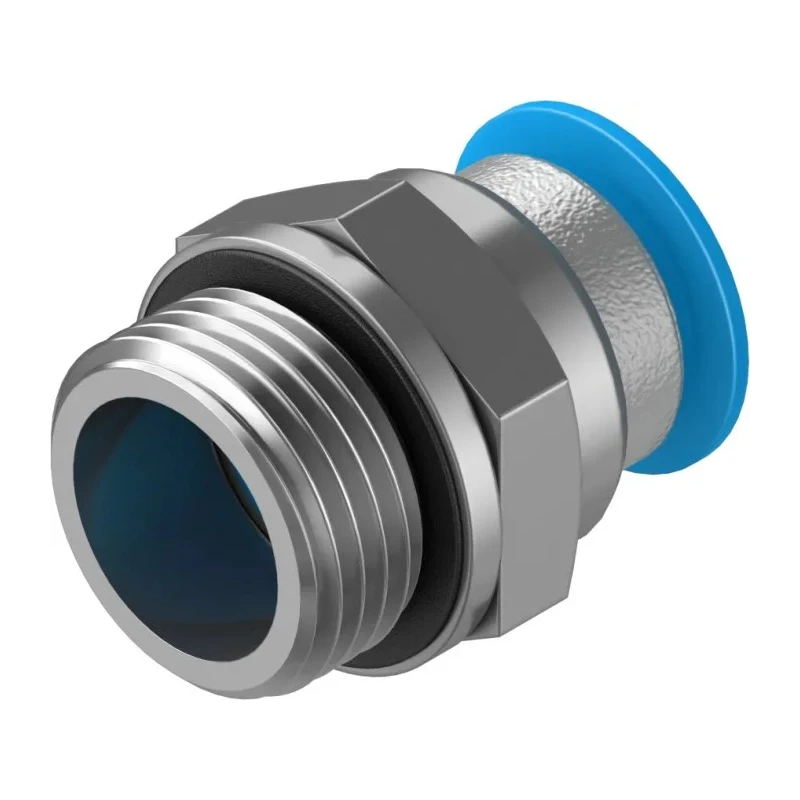 Festo Pneumatic Fitting 10mm Push-in Tube to 3/8 in G Male Thread Brass Nickel Finish QS-G3/8-10
