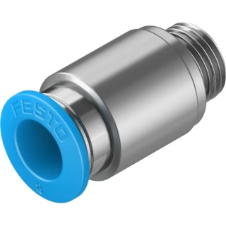 Festo Pneumatic Fitting QS Series Push-in Tube Connector Brass Nickel Finish 8mm 1/8 in Male Thread QS-G1/8-8-I