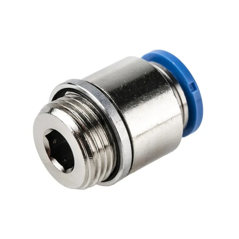 Festo QS Series Pneumatic Fitting 10mm Push-in, Male Thread G 3/8, Brass Nickel Plated QS-G3/8-10-I