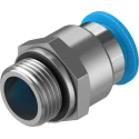 Festo Pneumatic Fitting 12mm Push-in Brass Nickel Finish Male G3/8 Threaded-to-Tube QS-G3/8-12