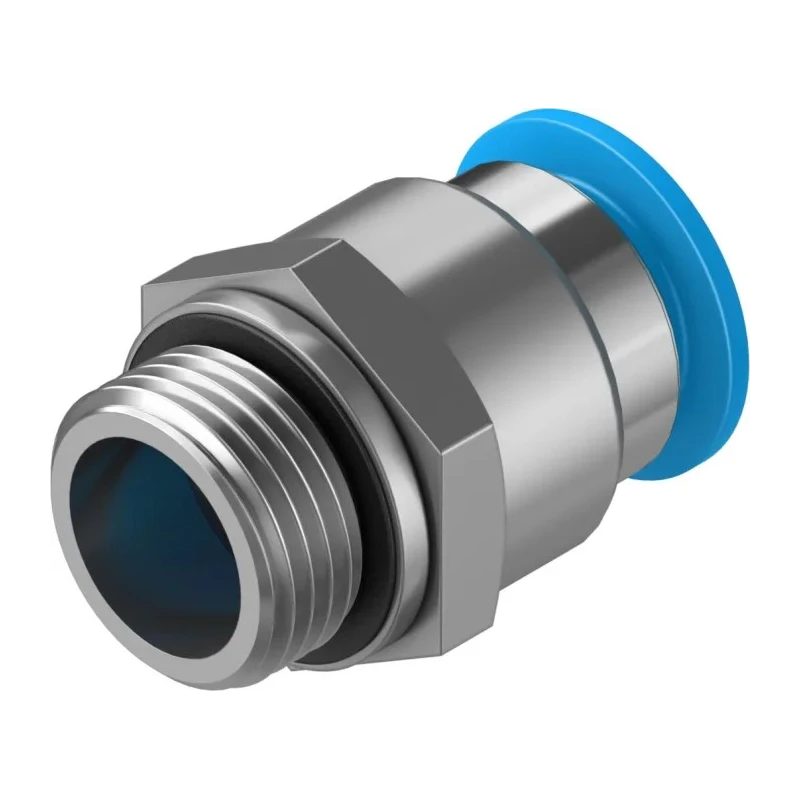 Festo Pneumatic Fitting 12mm Push-in Brass Nickel Finish Male G3/8 Threaded-to-Tube QS-G3/8-12