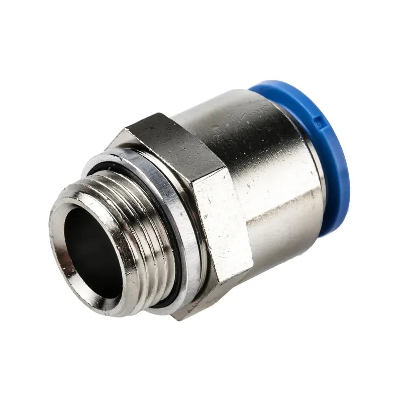 Festo Pneumatic Fitting 12mm Push-in Brass Nickel Finish Male G3/8 Threaded-to-Tube QS-G3/8-12
