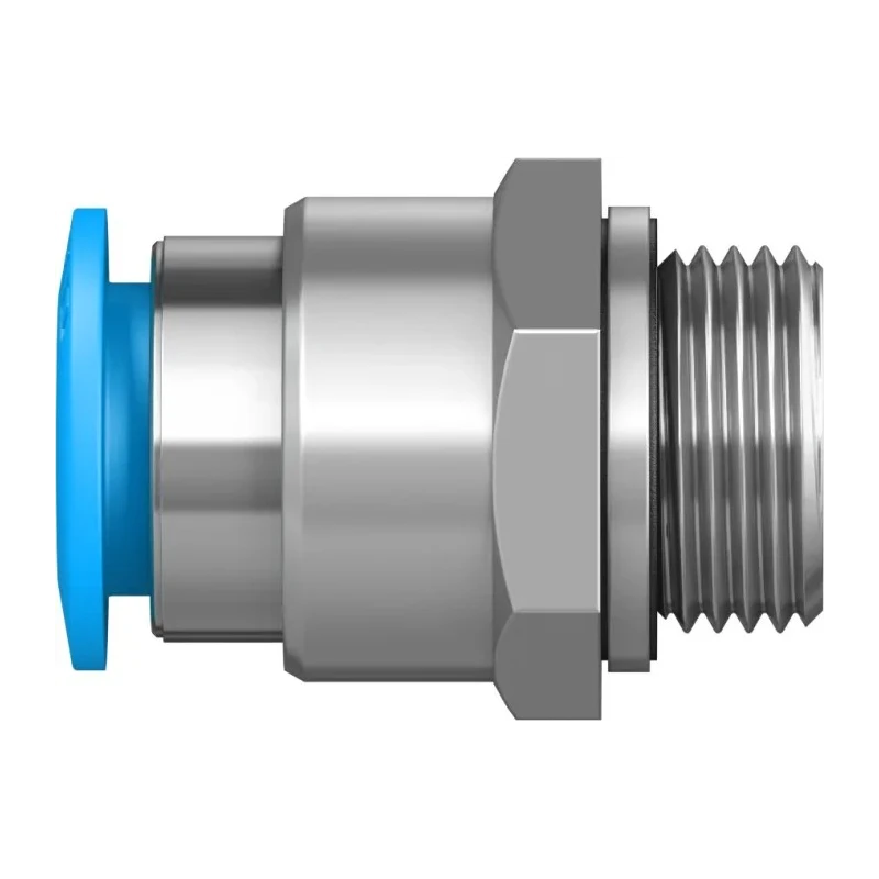 Festo Pneumatic Fitting 12mm Push-in Brass Nickel Finish Male G3/8 Threaded-to-Tube QS-G3/8-12
