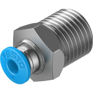 Festo Pneumatic Fitting QS Series Brass 4mm Push-in Tube Male Threaded R 1/4 in Nickel Finish QS-1/4-4