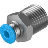 Festo Pneumatic Fitting QS Series Brass 4mm Push-in Tube Male Threaded R 1/4 in Nickel Finish QS-1/4-4