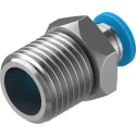 Festo Pneumatic Fitting QS Series Brass 4mm Push-in Tube Male Threaded R 1/4 in Nickel Finish QS-1/4-4