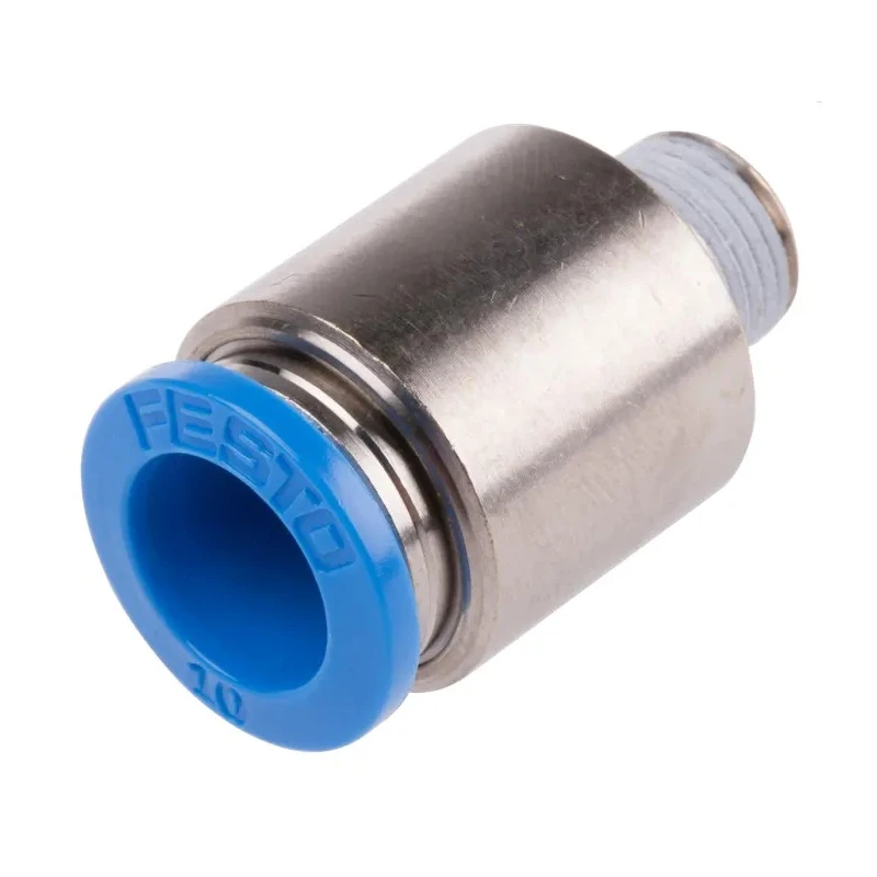 Festo Pneumatic Fitting 10mm Push-in Male Thread R 1/8 Nickel Plated Brass QS-1/8-10-I