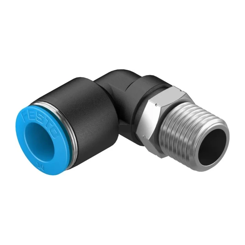 Festo Nickel Plated Brass Pneumatic Fitting Male R 1/4 in Thread 10mm Push-in Tube QSL-1/4-10