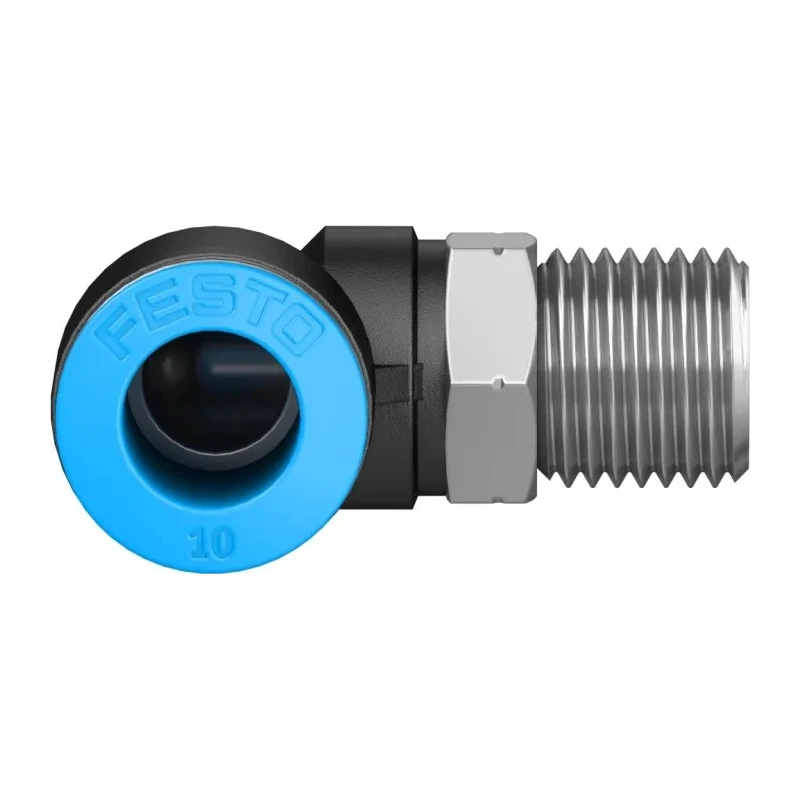 Festo Nickel Plated Brass Pneumatic Fitting Male R 1/4 in Thread 10mm Push-in Tube QSL-1/4-10