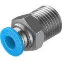 Festo Pneumatic Fitting QS Series 6mm Push-In Brass Nickel Finish Male Threaded R 1/4 in 14 bar Maximum Operating QS-1/4-6
