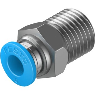 Festo Pneumatic Fitting QS Series 6mm Push-In Brass Nickel Finish Male Threaded R 1/4 in 14 bar Maximum Operating QS-1/4-6