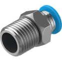 Festo Pneumatic Fitting QS Series 6mm Push-In Brass Nickel Finish Male Threaded R 1/4 in 14 bar Maximum Operating QS-1/4-6