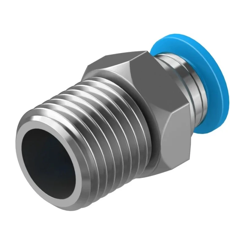 Festo Pneumatic Fitting QS Series 6mm Push-In Brass Nickel Finish Male Threaded R 1/4 in 14 bar Maximum Operating QS-1/4-6
