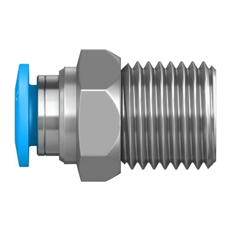 Festo Pneumatic Fitting QS Series 6mm Push-In Brass Nickel Finish Male Threaded R 1/4 in 14 bar Maximum Operating QS-1/4-6