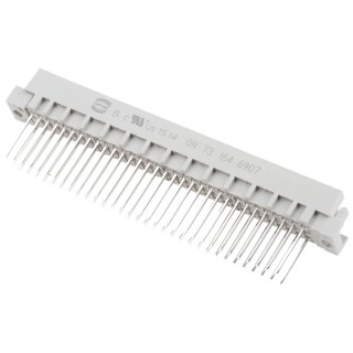 HARTING DIN 41612 64 Way 2.54 mm Pitch Through Hole Connector Type C/2 Wire Wrap Class C2 2 Row Male Straight 09731646907