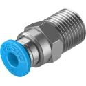 Festo Pneumatic Fitting 4mm Push-in Tube to 1/8 in R Male Thread, Brass Nickel Finish QS-1/8-4