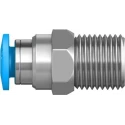 Festo Pneumatic Fitting 4mm Push-in Tube to 1/8 in R Male Thread, Brass Nickel Finish QS-1/8-4