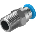 Festo Pneumatic Fitting 4mm Push-in Tube to 1/8 in R Male Thread, Brass Nickel Finish QS-1/8-4