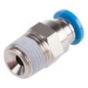Festo Pneumatic Fitting 4mm Push-in Tube to 1/8 in R Male Thread, Brass Nickel Finish QS-1/8-4