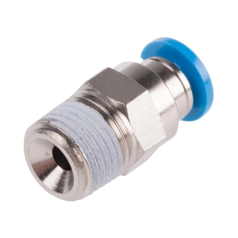 Festo Pneumatic Fitting 4mm Push-in Tube to 1/8 in R Male Thread, Brass Nickel Finish QS-1/8-4