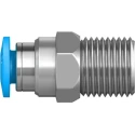 Festo Pneumatic Fitting 4mm Push-in Tube to 1/8 in R Male Thread, Brass Nickel Finish QS-1/8-4
