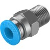 Festo Pneumatic Fitting 6mm Push-in, Male Threaded R 1/8, Nickel Finish, Brass Material QS-1/8-6