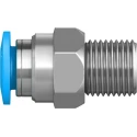 Festo Pneumatic Fitting 6mm Push-in, Male Threaded R 1/8, Nickel Finish, Brass Material QS-1/8-6
