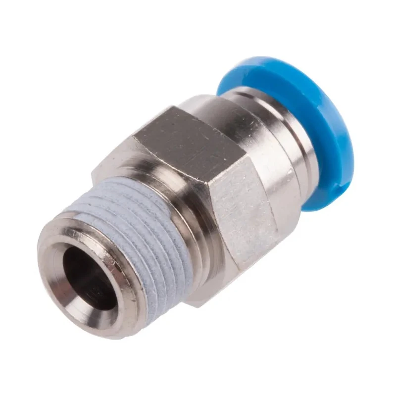 Festo Pneumatic Fitting 6mm Push-in, Male Threaded R 1/8, Nickel Finish, Brass Material QS-1/8-6