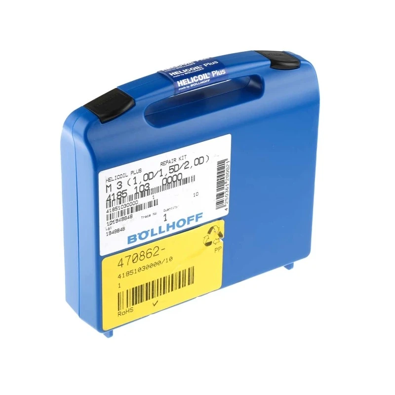 Böllhoff 64 Piece Thread Repair Kit Metric ISO Standard with Manual HSS Tap and Installation Tools 41851030000