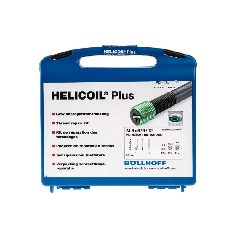 Böllhoff 64 Piece Metric Thread Repair Kit, Complete HELICOIL® Plus Thread Insert Kit 41851060000