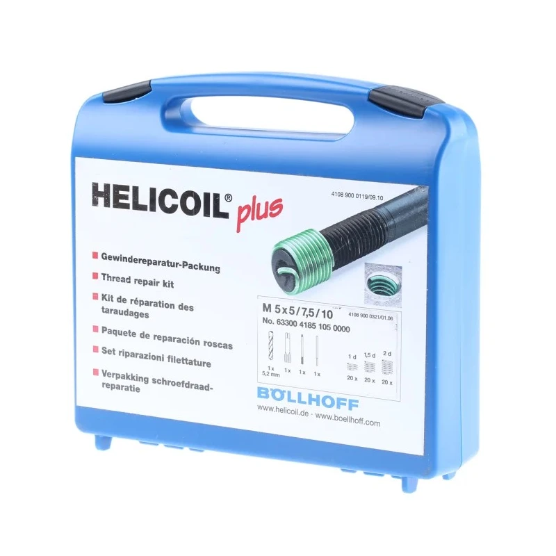 Böllhoff 64 piece Metric ISO Thread Repair Kit with HelicoilPlus Inserts, Tap, Drill, Tool Set 41851050000