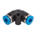 Festo Nickel Plated Brass Pneumatic Elbow Tube-to-Tube Adapter Push In 4 mm Connection Size, 14 Bar Pressure, 80°C Max QSL-4