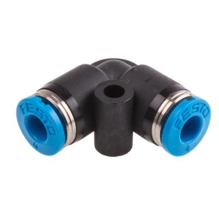 Festo Nickel Plated Brass Pneumatic Elbow Tube-to-Tube Adapter Push In 4 mm Connection Size, 14 Bar Pressure, 80°C Max QSL-4