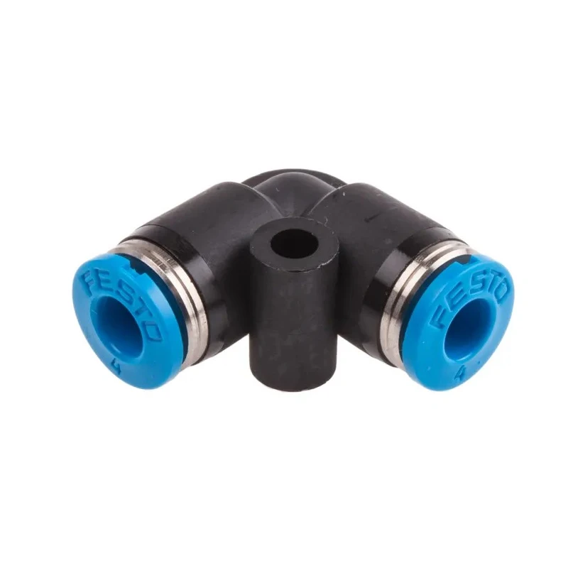 Festo Nickel Plated Brass Pneumatic Elbow Tube-to-Tube Adapter Push In 4 mm Connection Size, 14 Bar Pressure, 80°C Max QSL-4