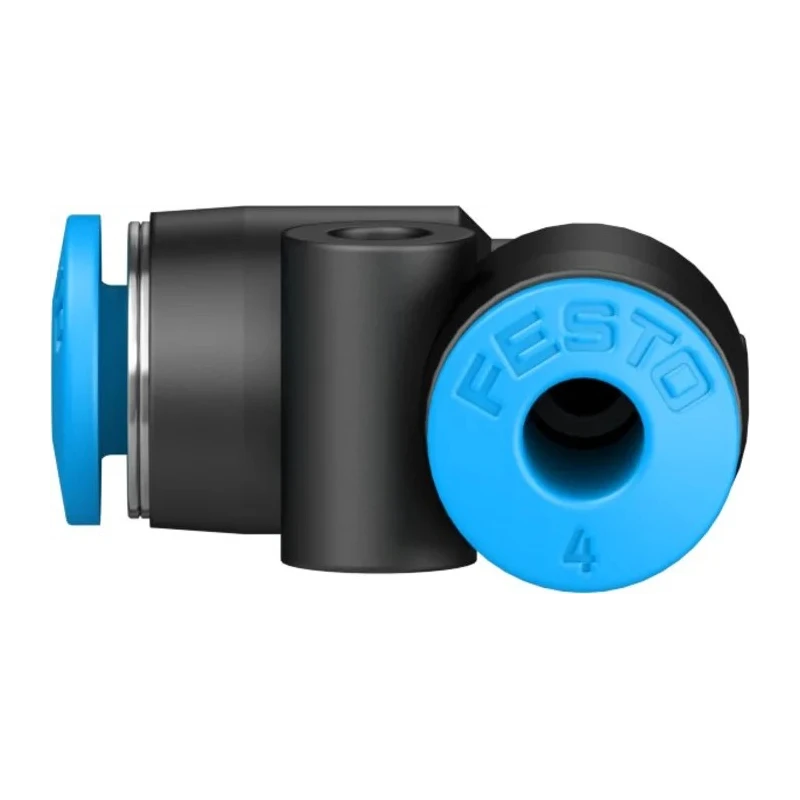 Festo Nickel Plated Brass Pneumatic Elbow Tube-to-Tube Adapter Push In 4 mm Connection Size, 14 Bar Pressure, 80°C Max QSL-4