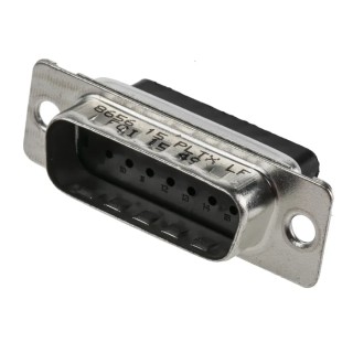 Amphenol Communications Solutions 8656 15 Way Straight 2.74 mm Pitch Cable D-Sub Connector with Clinch Nut and 865615PLTXLF